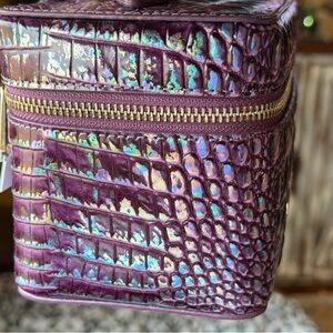 Brahmin Iridescent Purple Crocodile-Embossed Cosmetic Case price firm